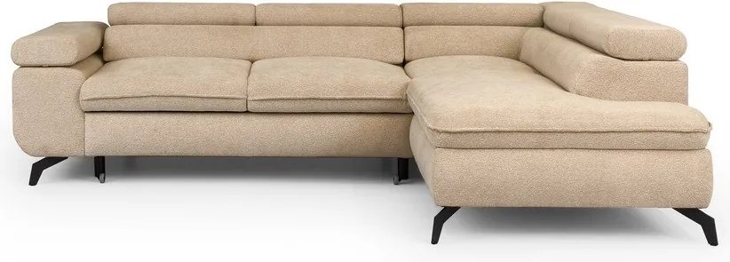 Beżowy narożnik z tkaniny szenilowej (prawostronny/w kształcie litery L) Marbeya – Ropez