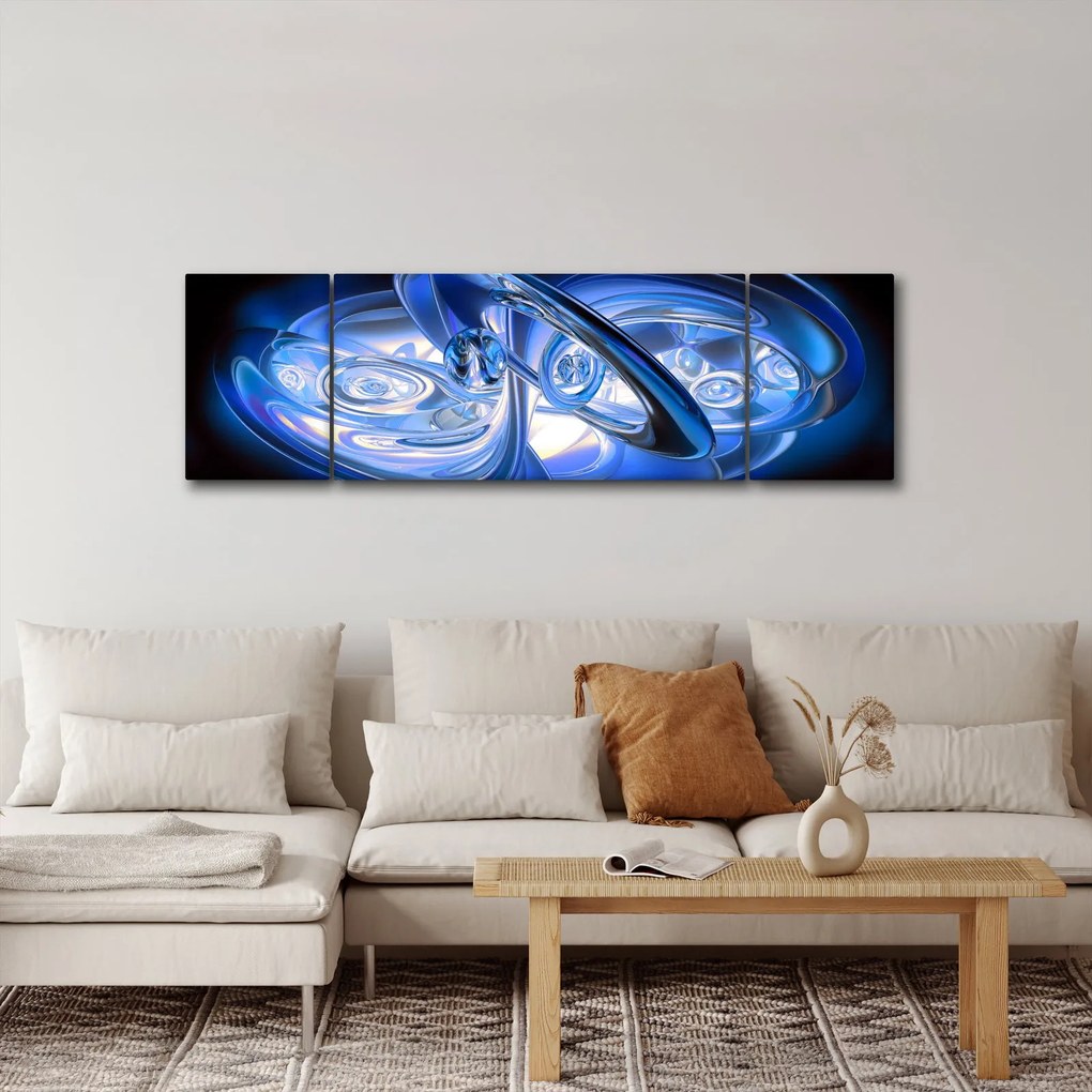 Niebieski abstrakcyjny obraz (170x50 cm)
