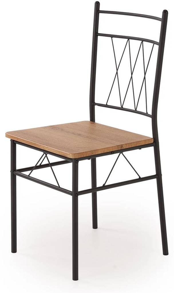 Zestaw stół + 4 krzesła dąb naturalny / czarny FAUST 3