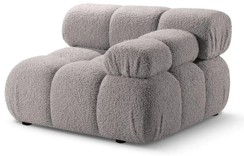 Jasnoszary moduł sofy z materiału bouclé (prawostronny) Bellis – Micadoni Home