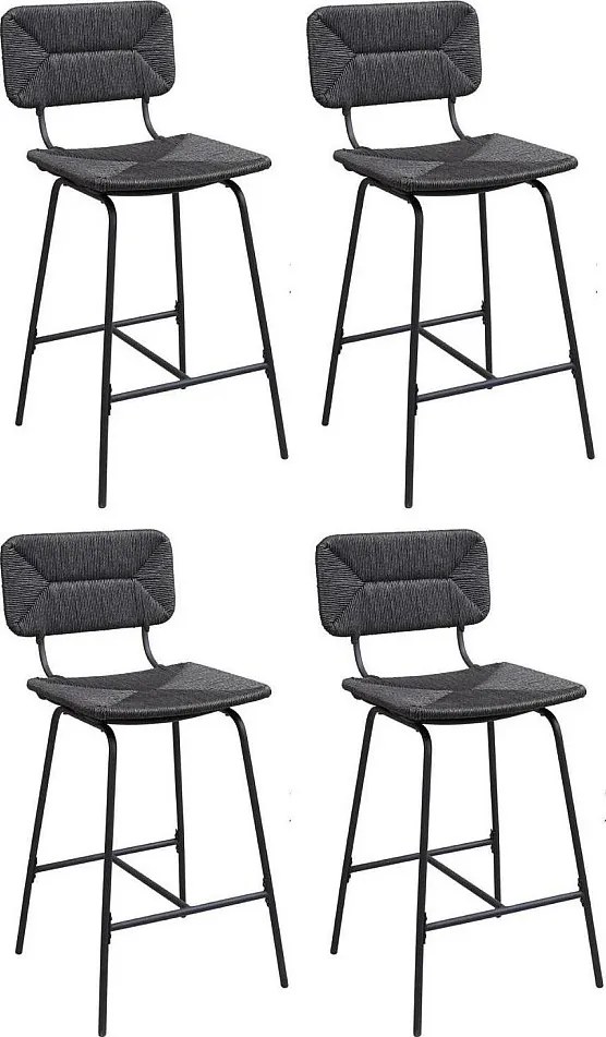Zestaw metalowych krzeseł barowych i wyspowych z siedziskiem rattanowym 65 cm TIDRA
