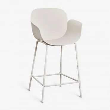 Zestaw 2 Wysokich Stołków Z Polipropylenu I Stali Lynette Biały Kamień & ↑65 Cm - Sklum