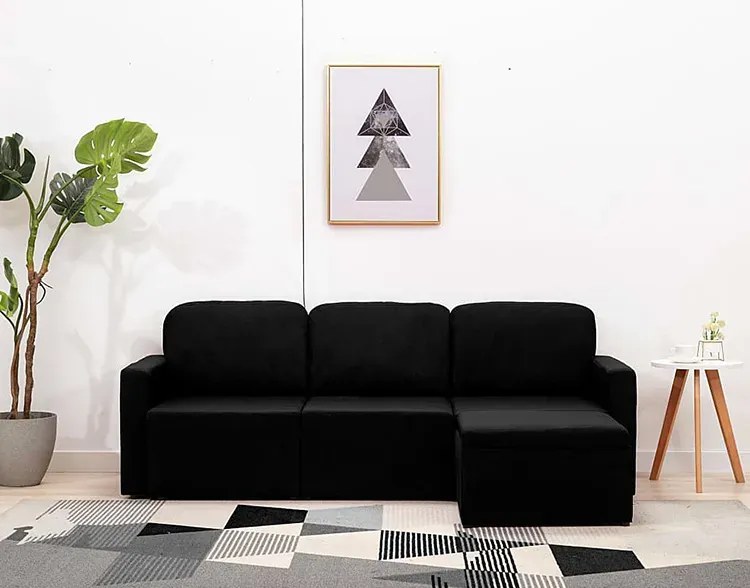 Rozkładana sofa modułowa czarna tkanina K1-M35