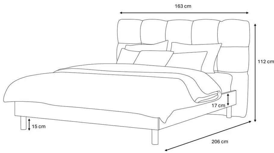 Beżowe tapicerowane łóżko dwuosobowe ze stelażem 140x190 cm Kumo – Bobochic Paris