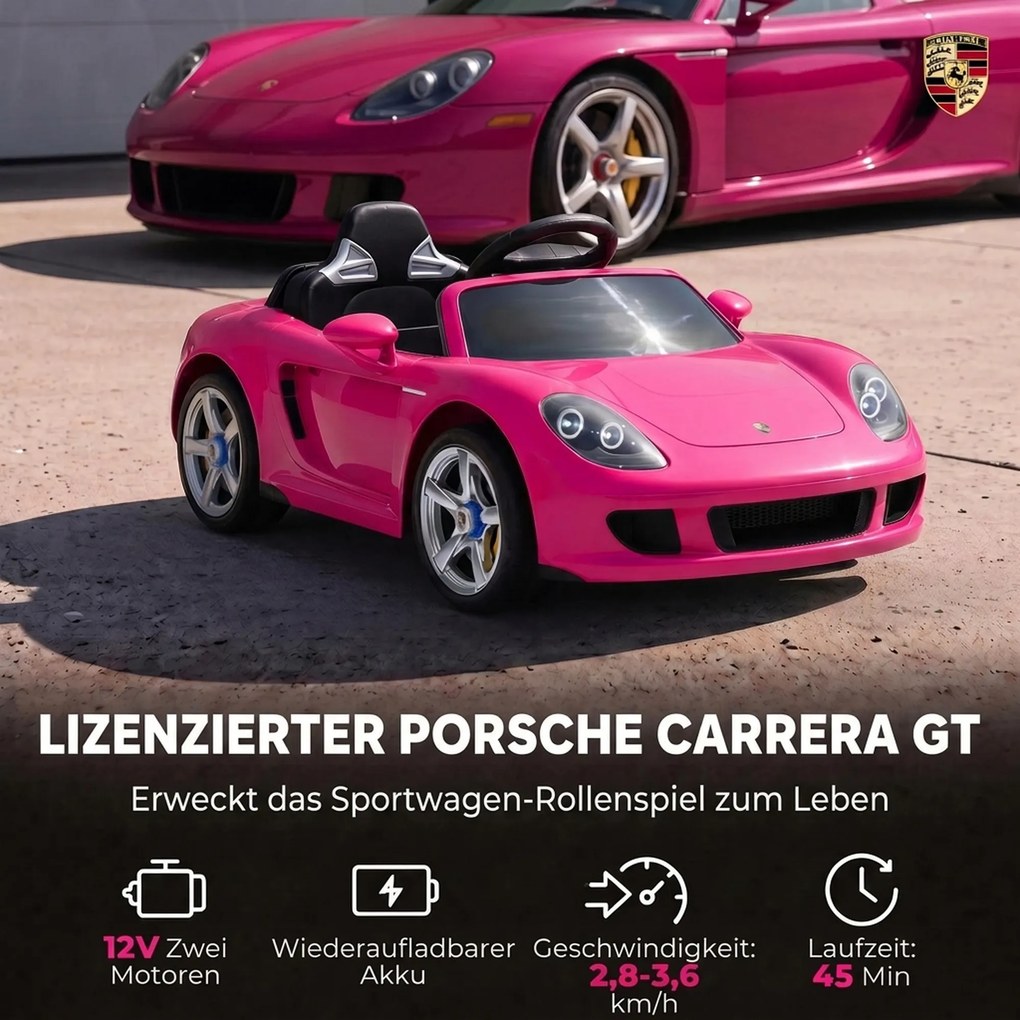 AIYAPLAY Dziecięcy samochód elektryczny Porsche 12V z akumulatorem litowym, pilotem, 2 silniki, łagodny start, tylne zawieszenie | Aosom PL