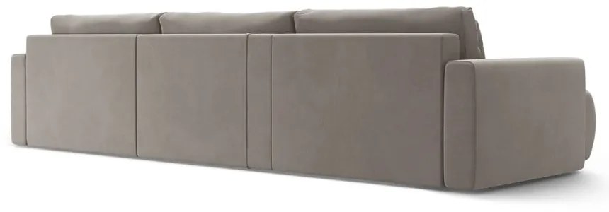 Jasnoszary aksamitny rozkładany narożnik ze schowkiem (w kształcie litery U) Belfast – Cosmopolitan Design
