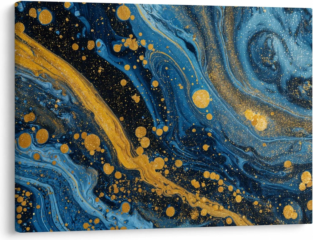 Obraz - Niebieska abstrakcja ze złotem (70x50 cm)