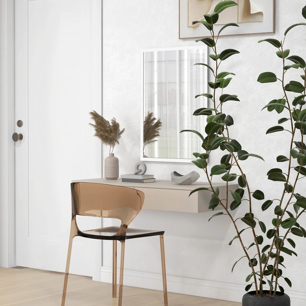 HOMCOM Lustro Ścienne, 50 x 70 cm, Rama w Wyglądzie Drewna, Łatwy Montaż, W Zestawie Śruby | Aosom PL