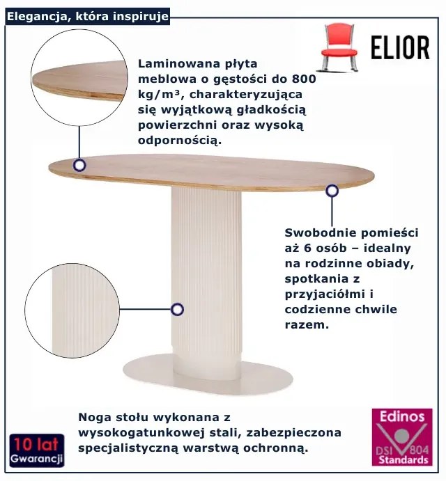 Stół dębowy na białej nodze D9-C55