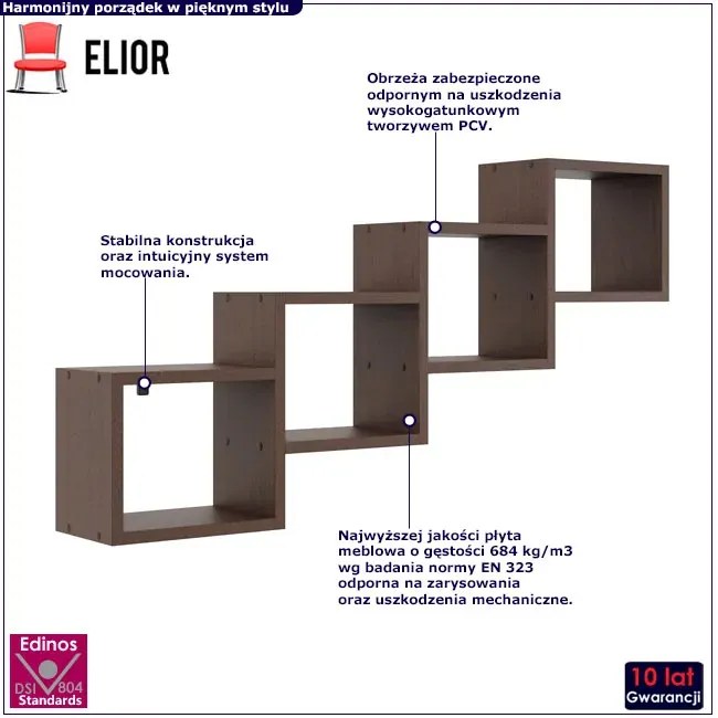 Minimalistyczna półka wisząca wenge - Megi