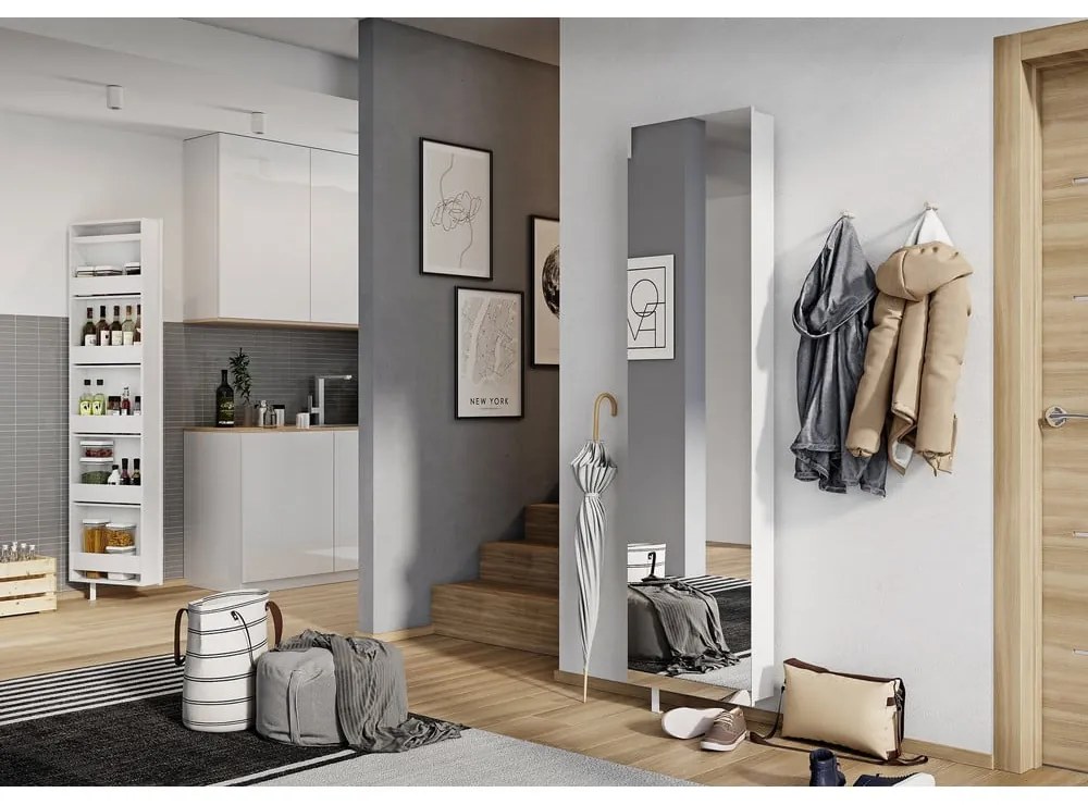 Biała szafka pod przedpokoju 50x195x18 cm Rotary – Germania