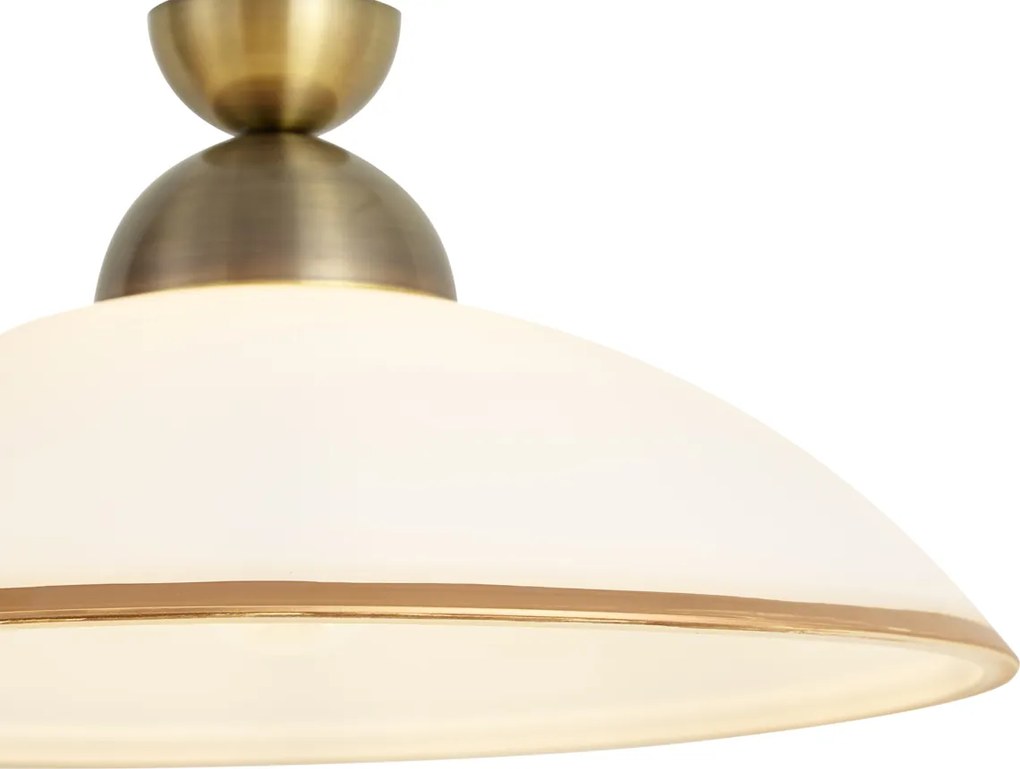 Klasyczna lampa wisząca brązowa z opalowym szkłem - Katarina