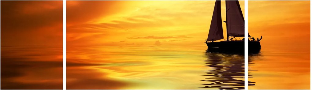 Obraz - Żaglówka o zachodzie słońca (170x50 cm)
