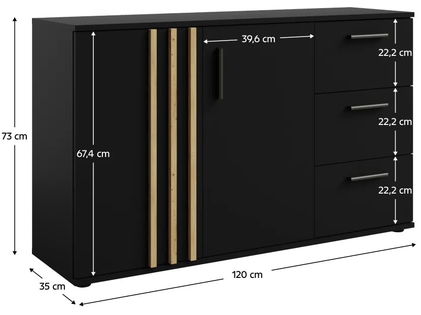 Komoda TOLIS 2D3S, czarna