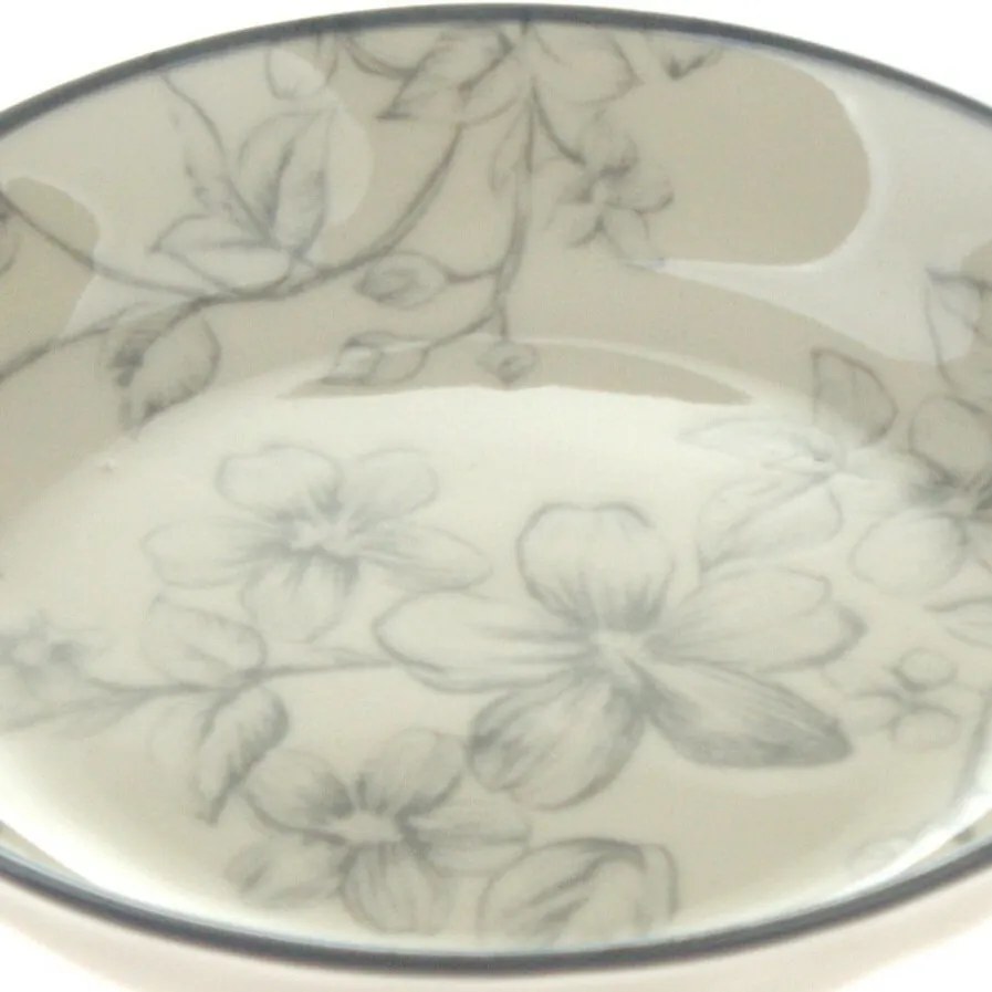 Zestaw 6 talerzyków deserowych Delikatne kwiaty 10 cm, szary