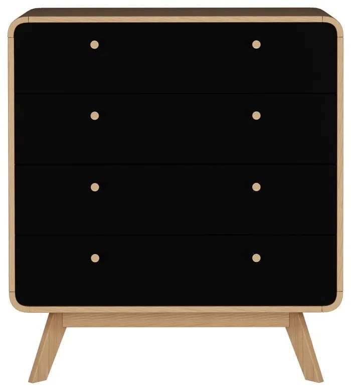 Czarno-naturalna wysoka komoda w dekorze dębu 80x88 cm Cassie – Støraa
