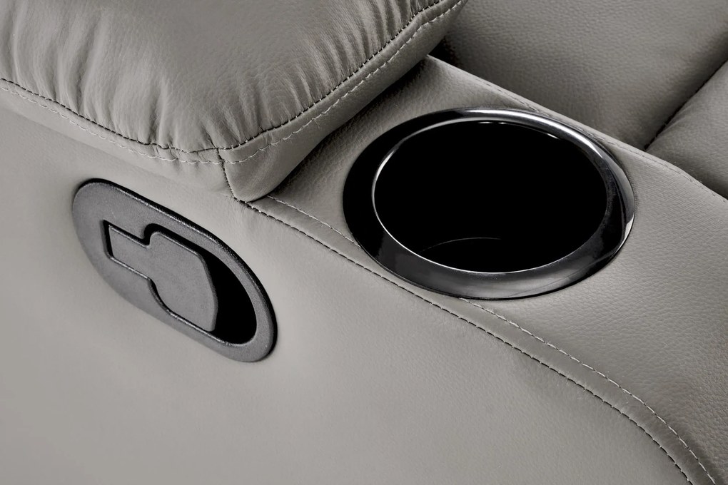 Fotel do salonu wypoczynkowy popielaty, rozkładany eco skóra PERUS