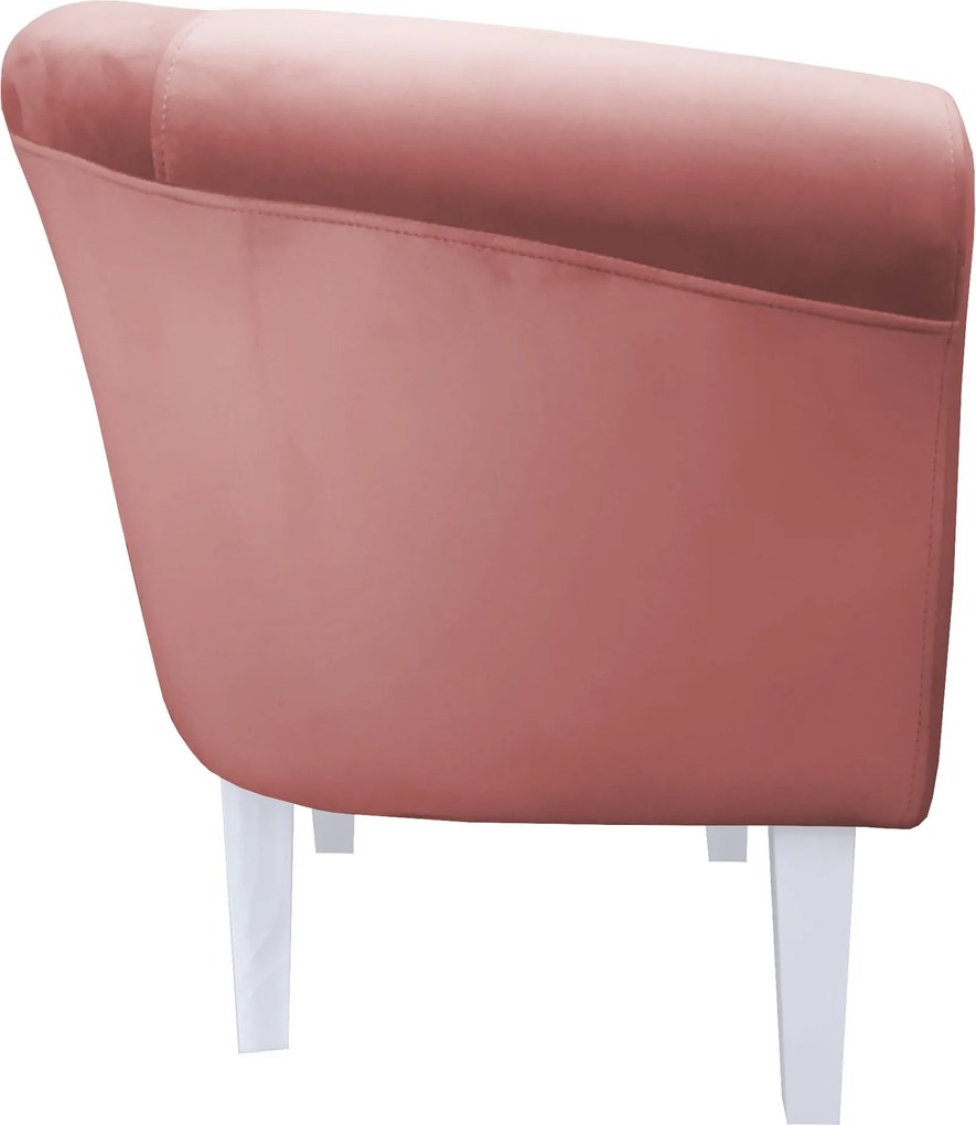 Fotel Milo tkanina Welur wygodny fotel tapicerowany do salonu i sypialni : Kolor nogi - Biała, Kolor tkaniny - VELVET - MG58, Wysokość nogi - 20 cm