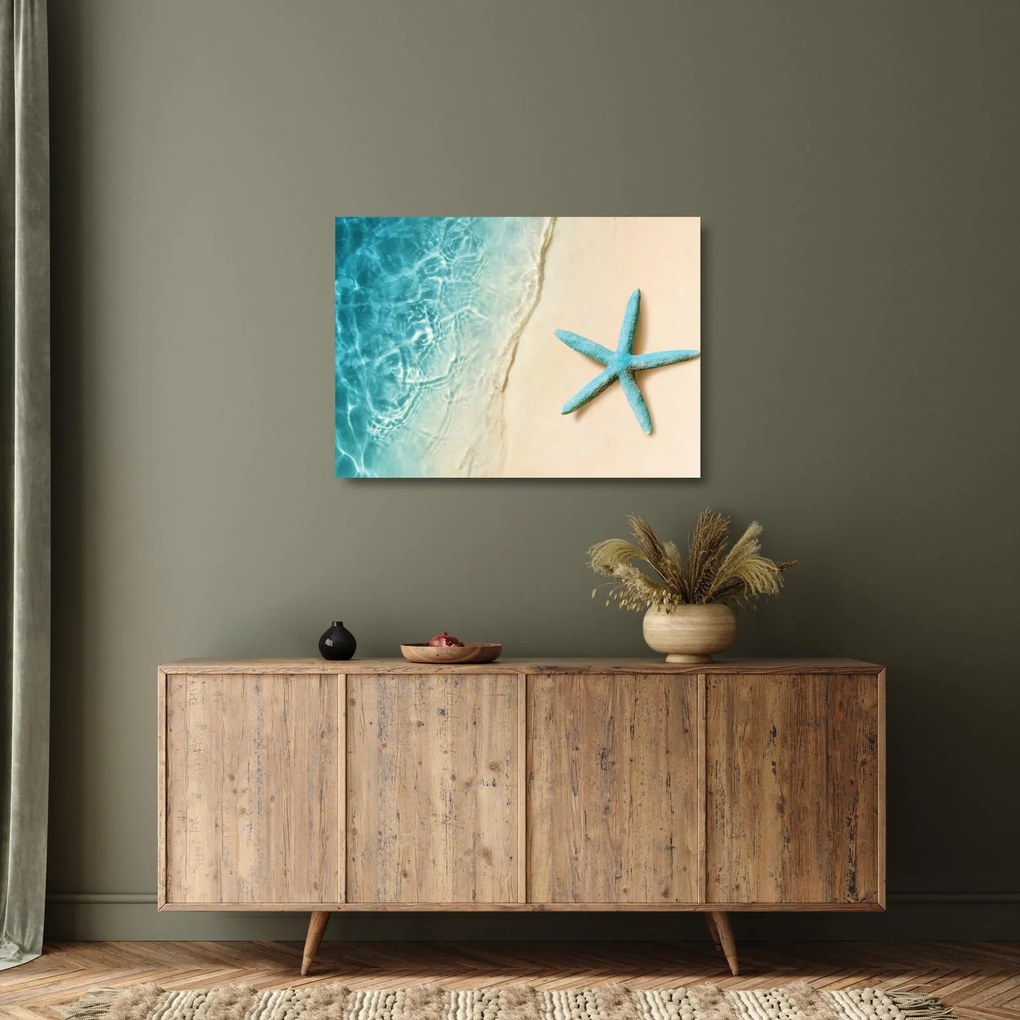 Obraz na szkle - Rozgwiazda na plaży (70x50 cm)