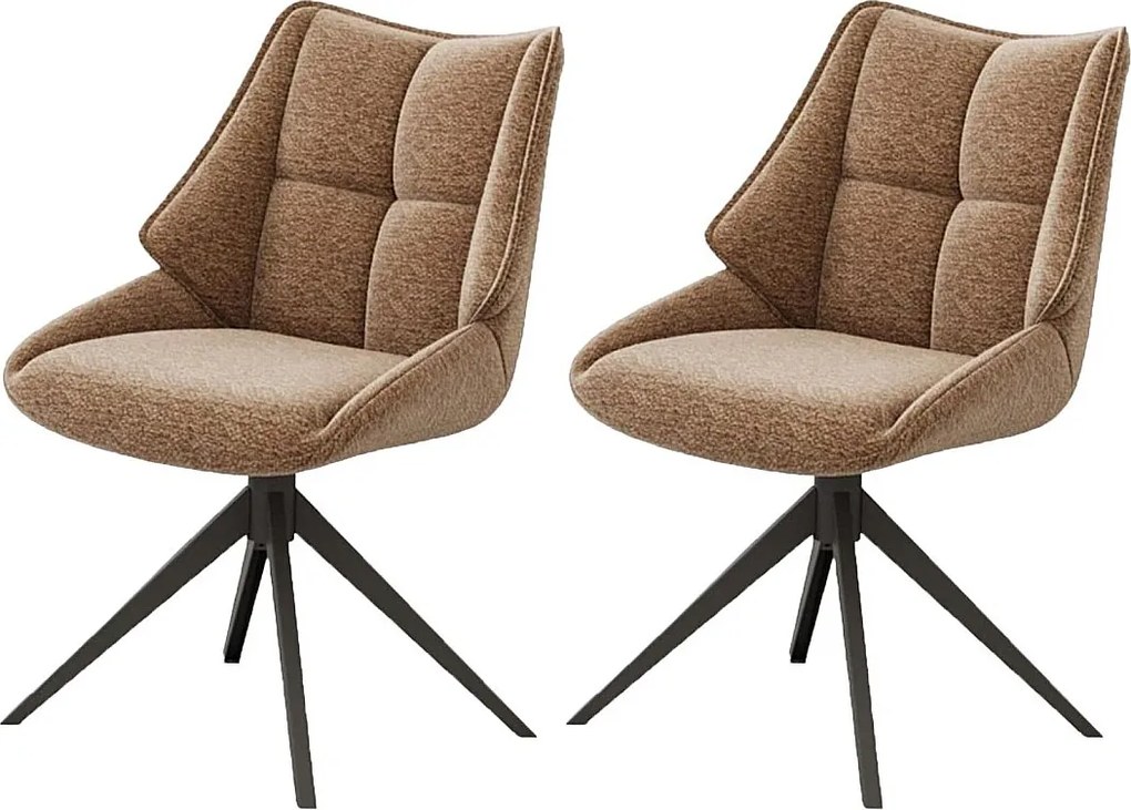 Krzesła do jadalni zestaw 2 szt. - materiał i metal - brązowe - SANDOR