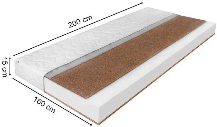 Dwustronny materac piankowy z kokosem 160x200 A2-Z26