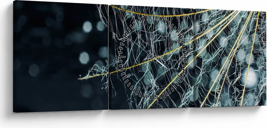 Obraz - Kwiat z pajęczyną (z zegarem) (90x30 cm)