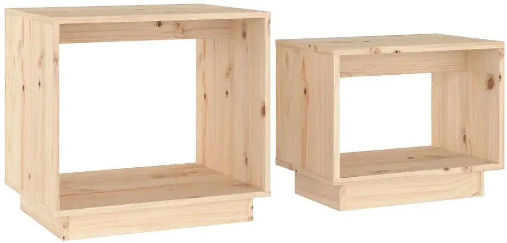 Naturalny komplet 2 drewnianych stolików kawowych T5-N88