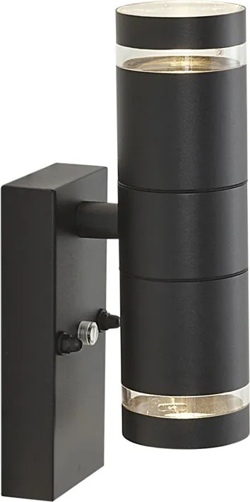 Nowoczesna lampa ścienna zewnętrzna czarna 2-punktowa IP44 z czujnikiem zmierzchu - Dubbla