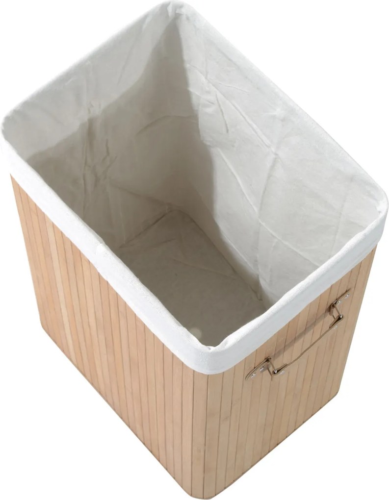 HOMCOM Bambusowy Kosz na Pranie 72L Naturalny Brązowy Praktyczny i Elegancki Design do Łazienki i Pralni | Aosom PL