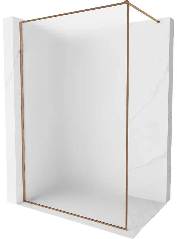Mexen Kioto-F ścianka prysznicowa Walk-in z ramką 90 x 202 cm, szron 8 mm, różowe złoto - 800-090-104-60-30