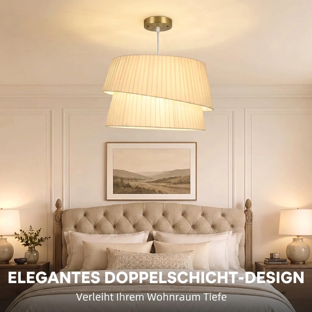 HOMCOM Elegancka lampa wisząca z podwójnym kloszem, regulowana wysokość, do salonu, biały | Aosom PL