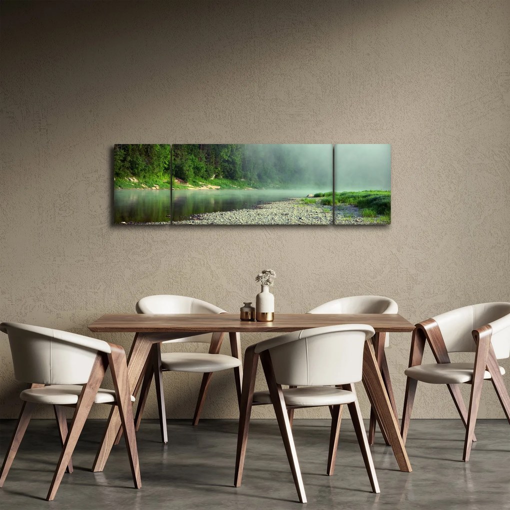 Obraz - rzeka przy lesie (170x50 cm)