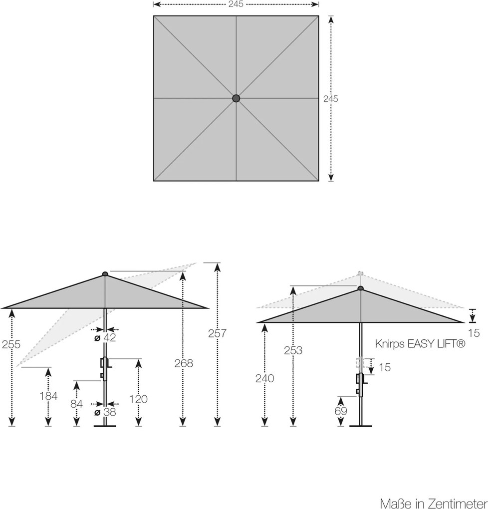 Knirps PHOENIX piaskowy parasol ogrodowy 245 x 245 cm