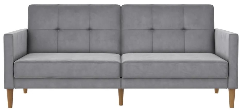 Jasnoszara aksamitna rozkładana sofa 207 cm Lilly – Støraa