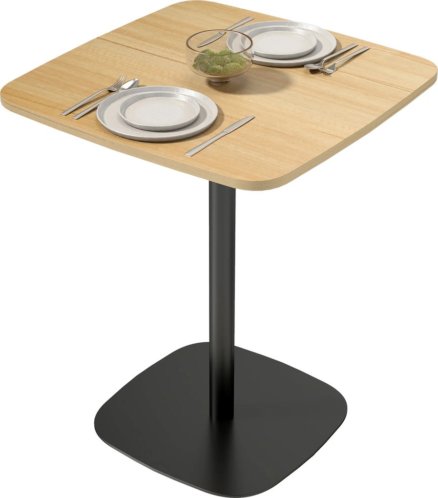 HOMCOM Mały stół jadalny, 60 cm, kwadratowy, blat z MDF, stalowa podstawa, do salonu, jadalni, kuchni, drewno naturalne+czarny | Aosom PL