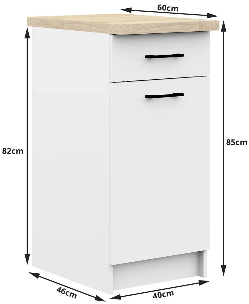Biała Szafka Kuchenna Z Szufladami 40 Cm D2-K61