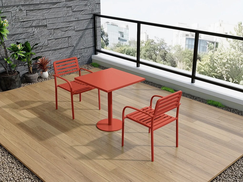 Zestaw 2 metalowych, składanych foteli ogrodowych - Terracotta - NILY od MYLIA