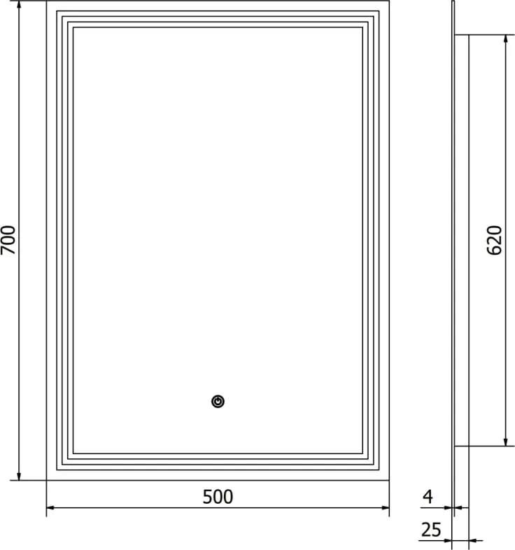 Mexen Taco lustro łazienkowe podświetlane 50 x 70 cm, LED 6000K, antypara - 9805-050-070-611-00