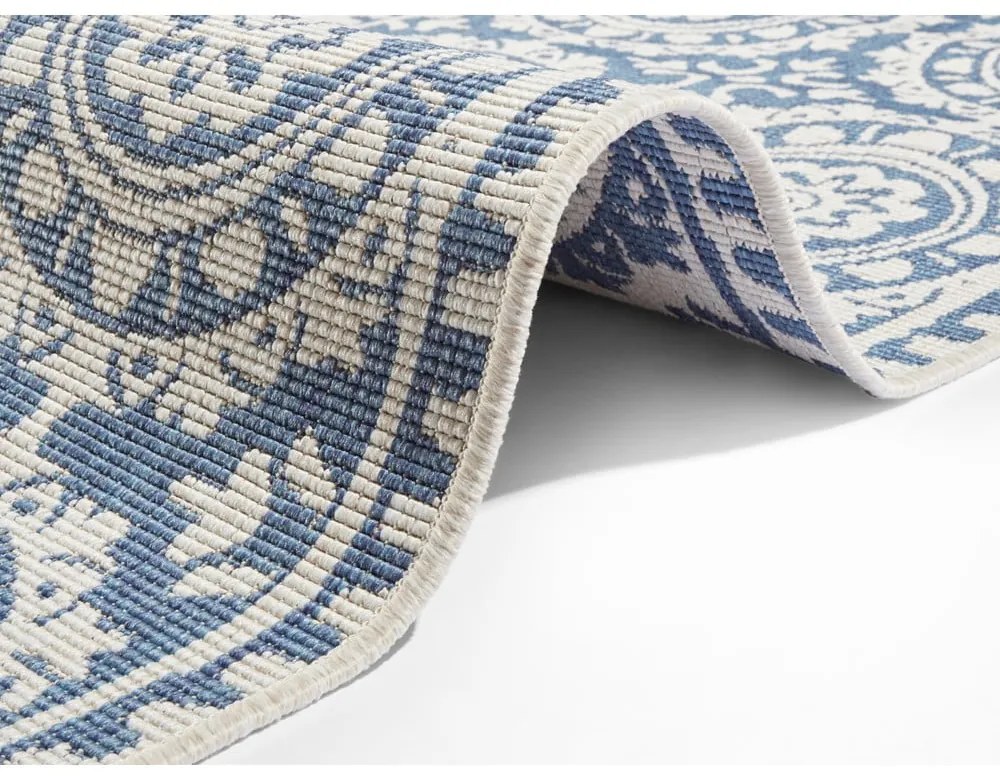 Niebiesko-kremowy chodnik odpowiedni na zewnątrz NORTHRUGS Jardin, 80x250 cm