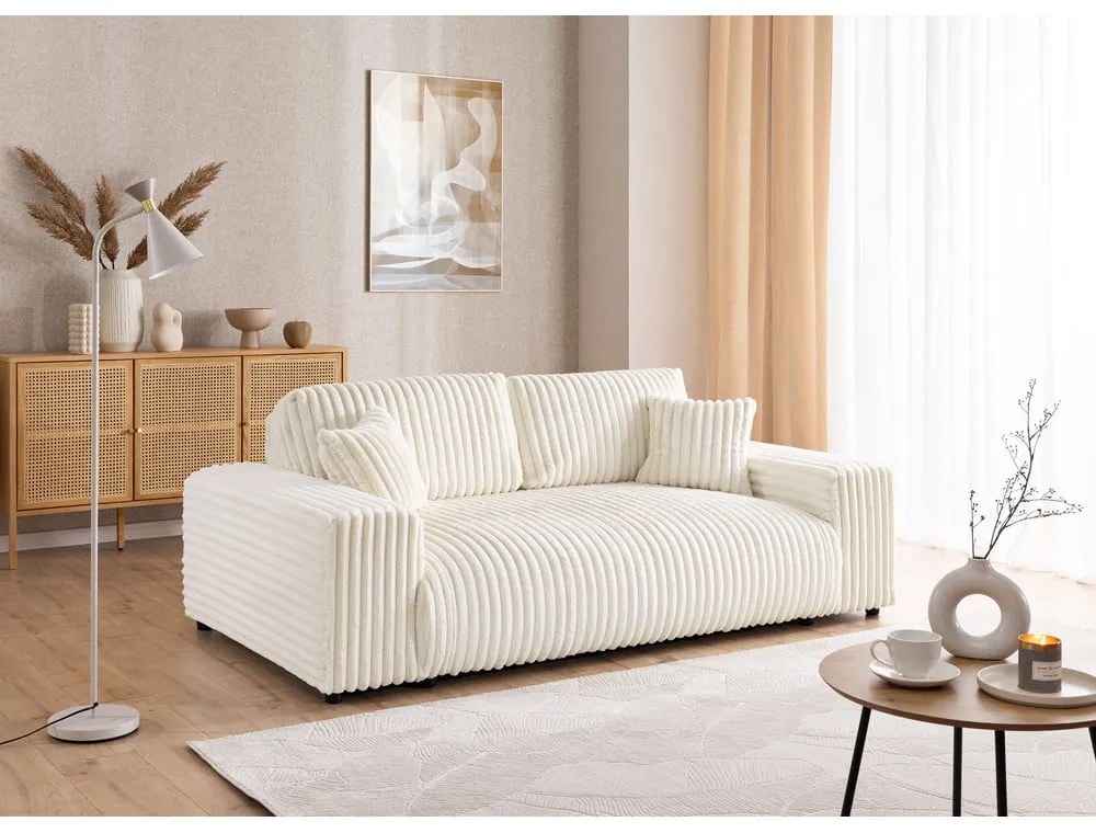 Kremowa sztruksowa sofa 213 cm Justin – Ropez