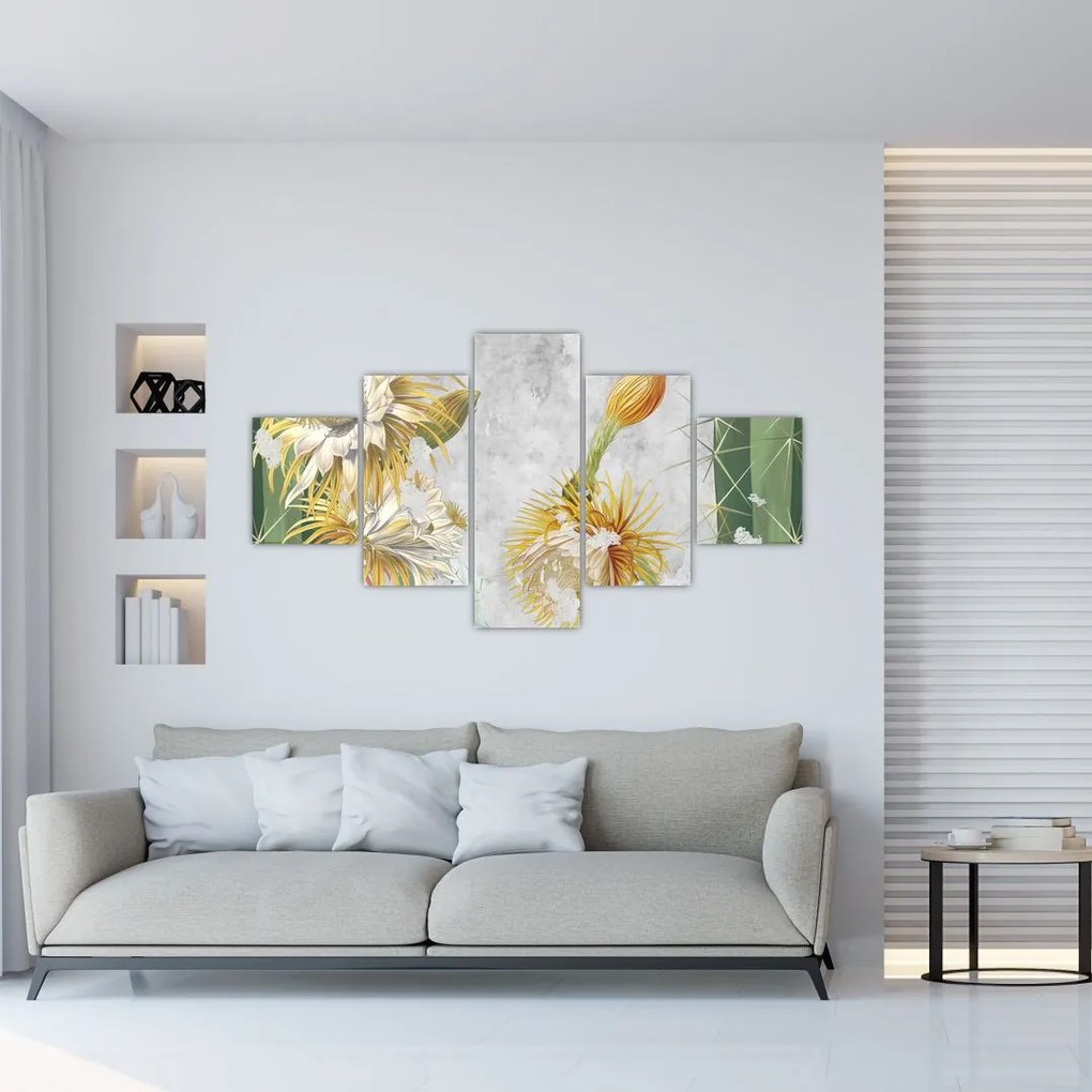 Obraz - Kwitnące kaktusy, vintage (125x70 cm)