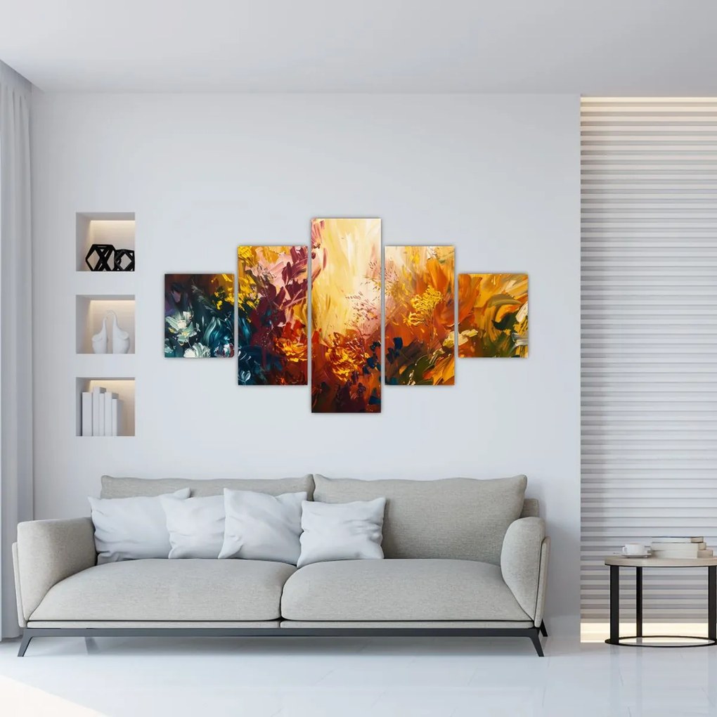 Obraz - Abstrakcyjny obraz kwiatów (125x70 cm)