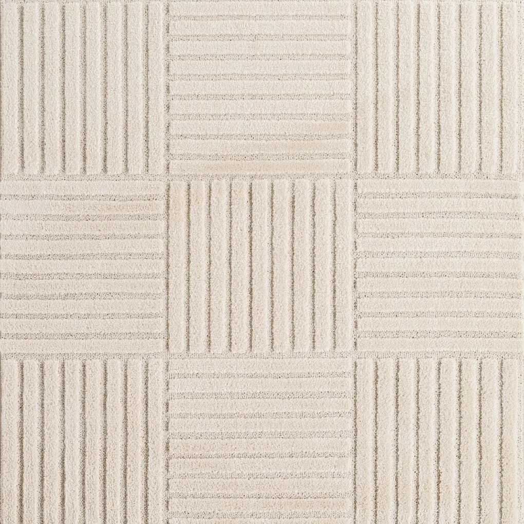 Dywan nowoczesny Art 3D Kwadraty kremowy 120 cm x 120 cm koło