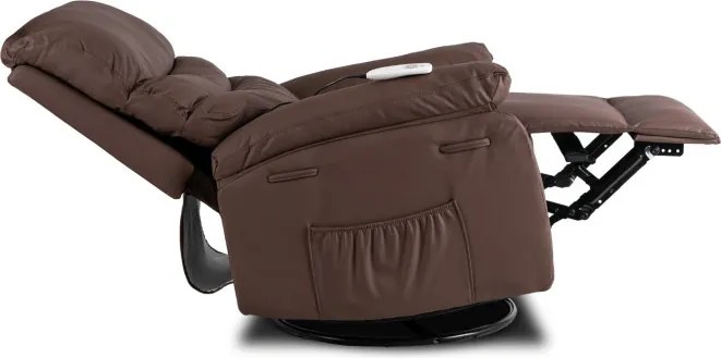 Fotel Masujący BRUCE Rozkładany Brązowy Ekoskóra Nowoczesny
