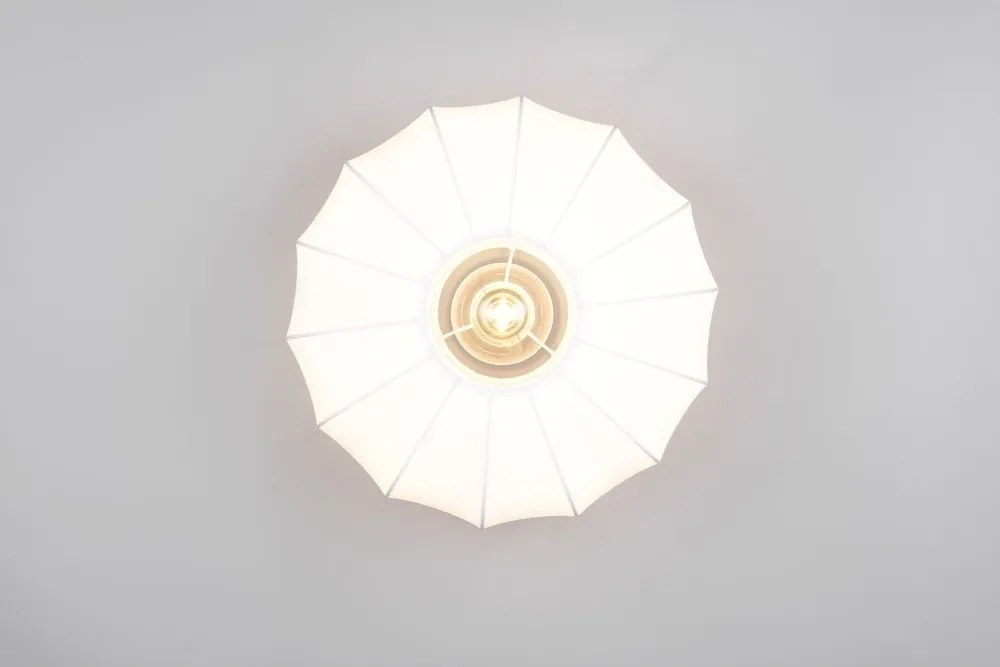 Biała metalowa lampa sufitowa z tekstylnym kloszem ø 40 cm Madleine – Reality