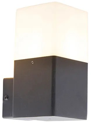 Lampa ścienna zewnętrzna czarna z opalizującym białym kloszem IP44 - Denmark