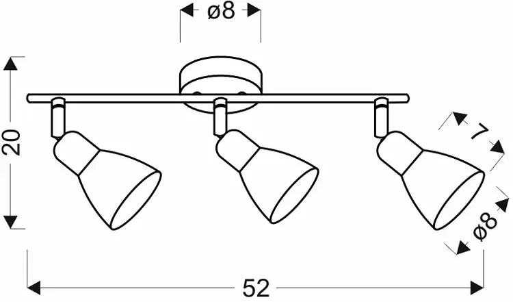 Trzypunktowa lampa sufitowa z regulowanymi kloszami czarny + biały - Z069-Hermina