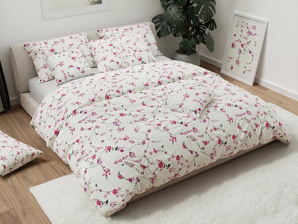 PrzytulneMieszkanie.pl PrzytulneMieszkanie.pl Pościel z kory FLORAL CREAM kremowa Rozmiar pościeli: 70 x 90 cm | 140 x 200 cm