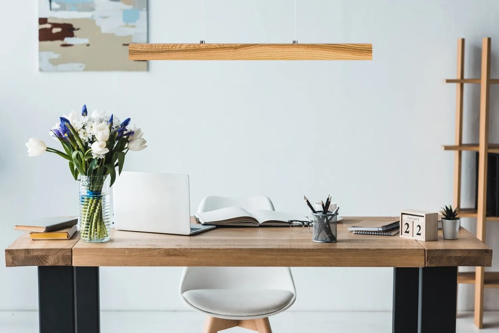 Lampa wisząca LED 60 cm z drewna jesionowego w stylu rustykalnym L60KB