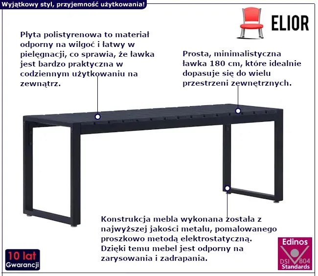 Czarna ławka ogrodowa 120,5 cm - Fordep